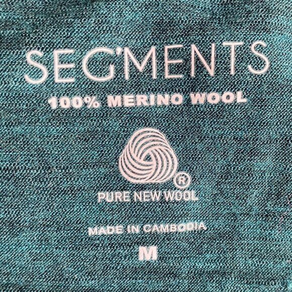Segments Woolmark 100% Merino Wool Base Layer Teal Long Sleeve Top Gorpcore-M - Picture 10 of 12
